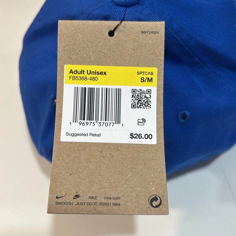Nike Adult Unisex Blue Club Cap Adjustable Hat Small/Medium NWT